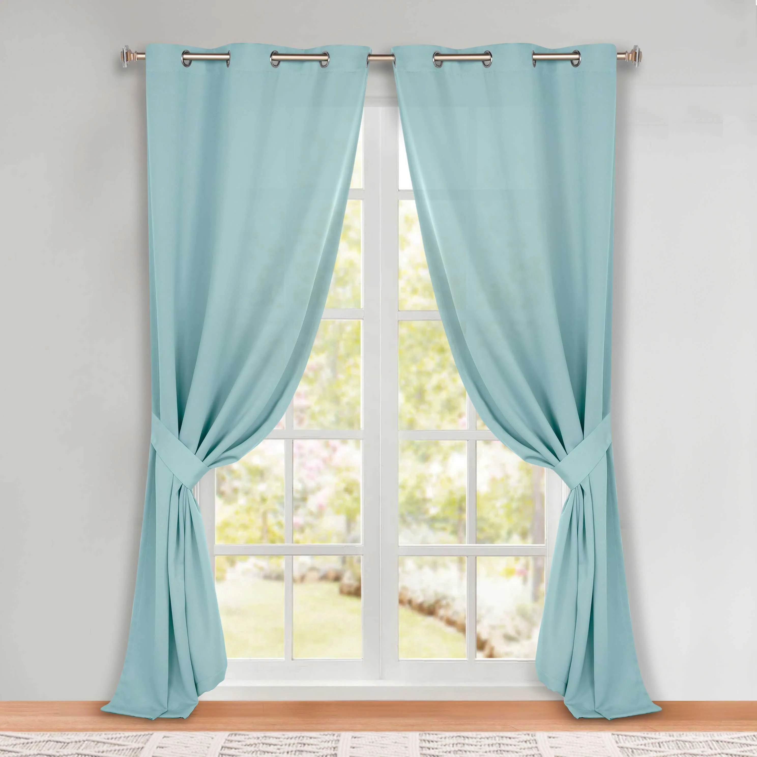 Classic Modern Solid Room Darkening Blackout Curtain Panels, Set of 2