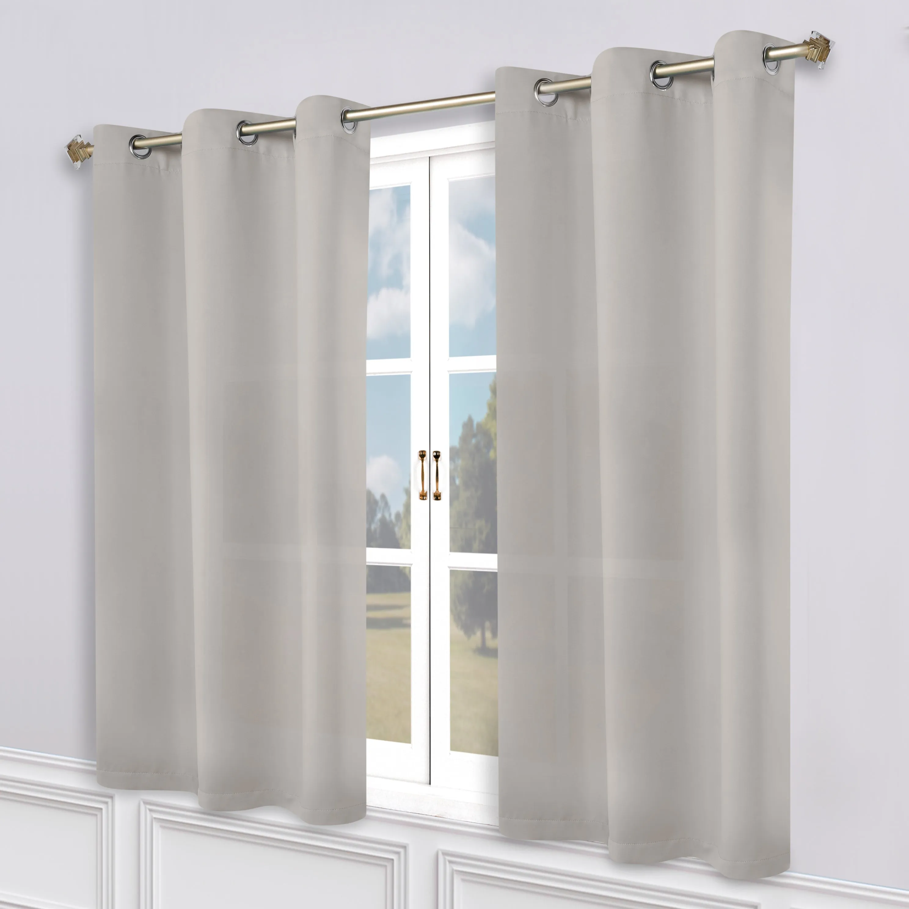 Classic Modern Solid Room Darkening Blackout Curtain Panels, Set of 2