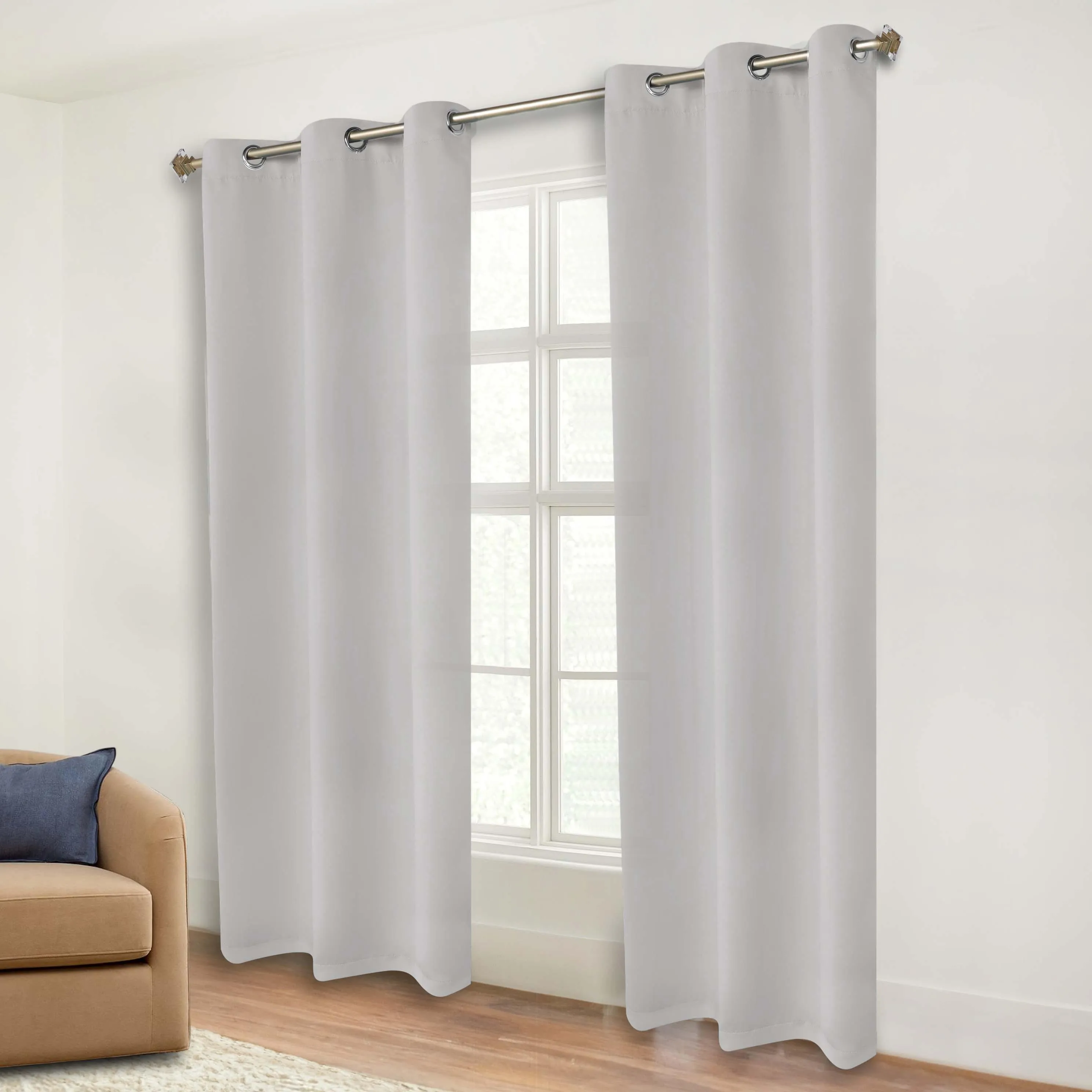 Classic Modern Solid Room Darkening Blackout Curtain Panels, Set of 2