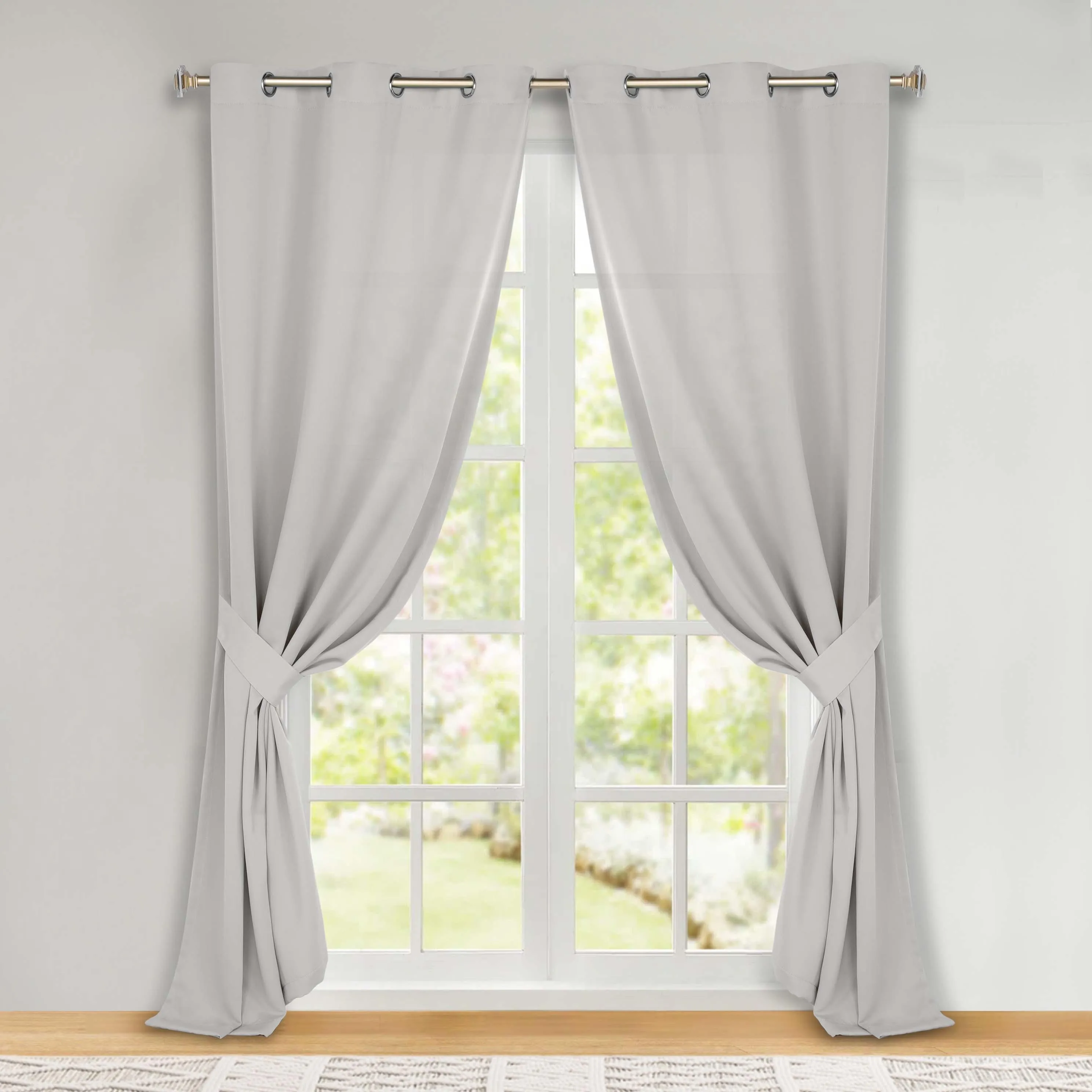 Classic Modern Solid Room Darkening Blackout Curtain Panels, Set of 2