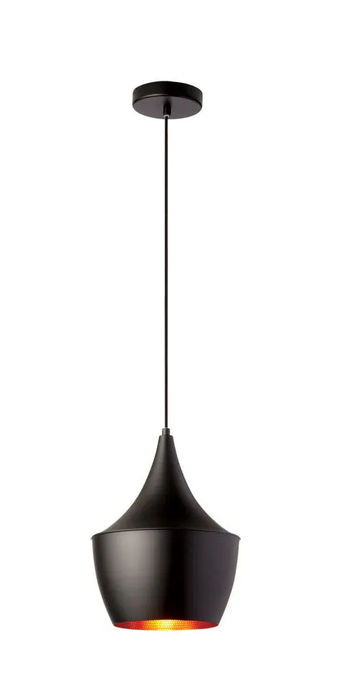 Dainolite 1 Light Pendant Matte Black Gold 9"L x 9"W x 12"H