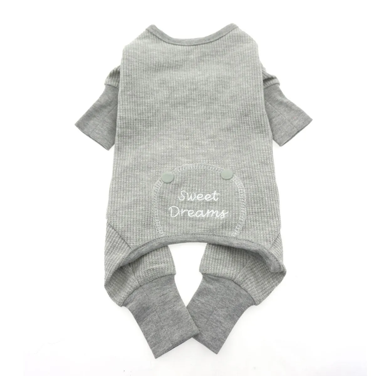 Dog Thermal Pajamas Doggie SWEET DREAMS Embroidered Long Johns Design Alloy Gray