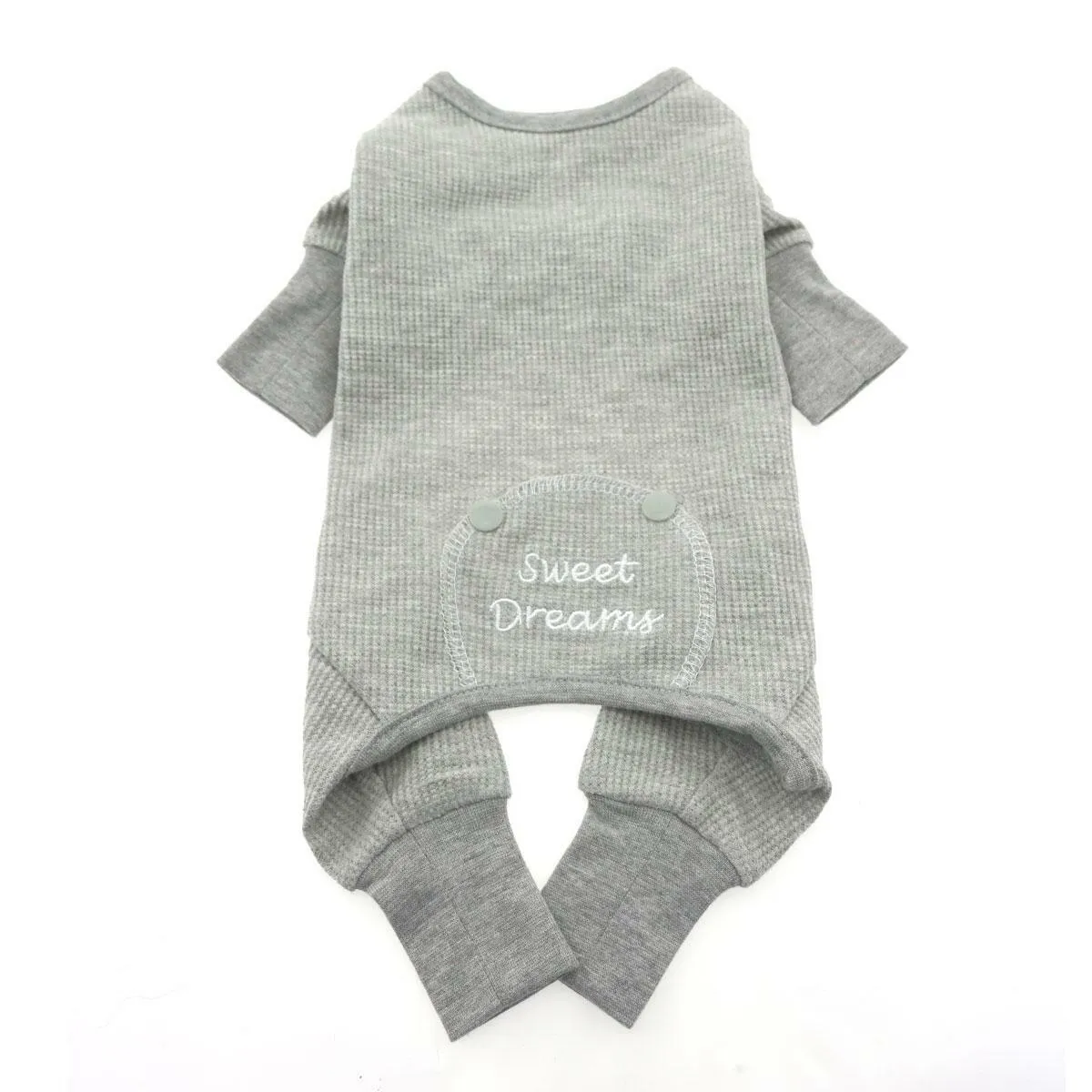 Dog Thermal Pajamas Doggie SWEET DREAMS Embroidered Long Johns Design Alloy Gray