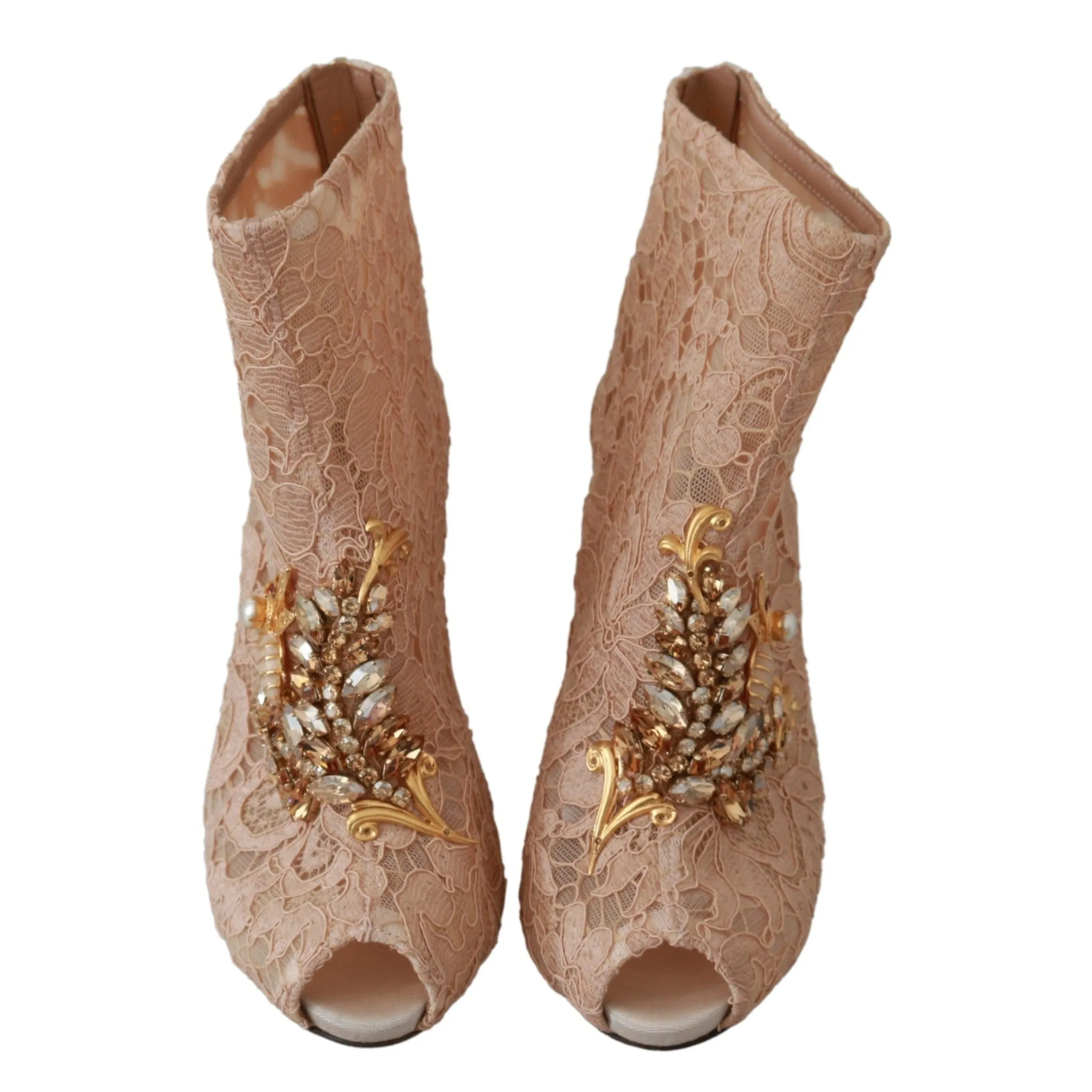 Dolce & Gabbana Elegant Lace Stilettos with Crystal Accents