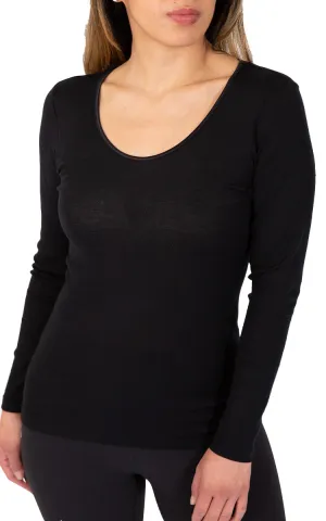 Emmebivi 85% Wool 15% Silk Top with Long Sleeve in Black 91404