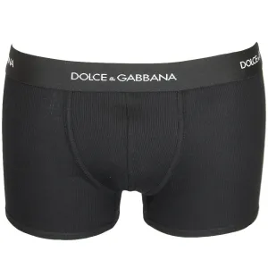 Fine-Rib Regular Cotton Boxer Trunks, Black
