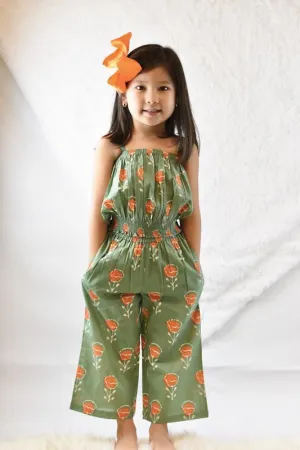 Green Floral Top & Pants Set