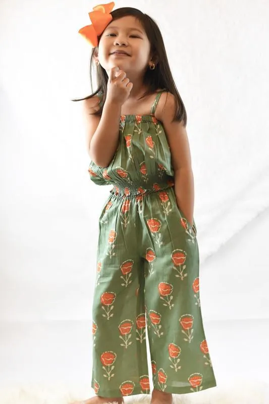 Green Floral Top & Pants Set