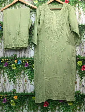 Green Vivid Elegance Modal Kurti and Palazzo Set