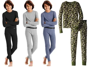 Hanes Boy's X-Temp Ultimate Thermal Underwear Preshrunk Sets Solid or Printed
