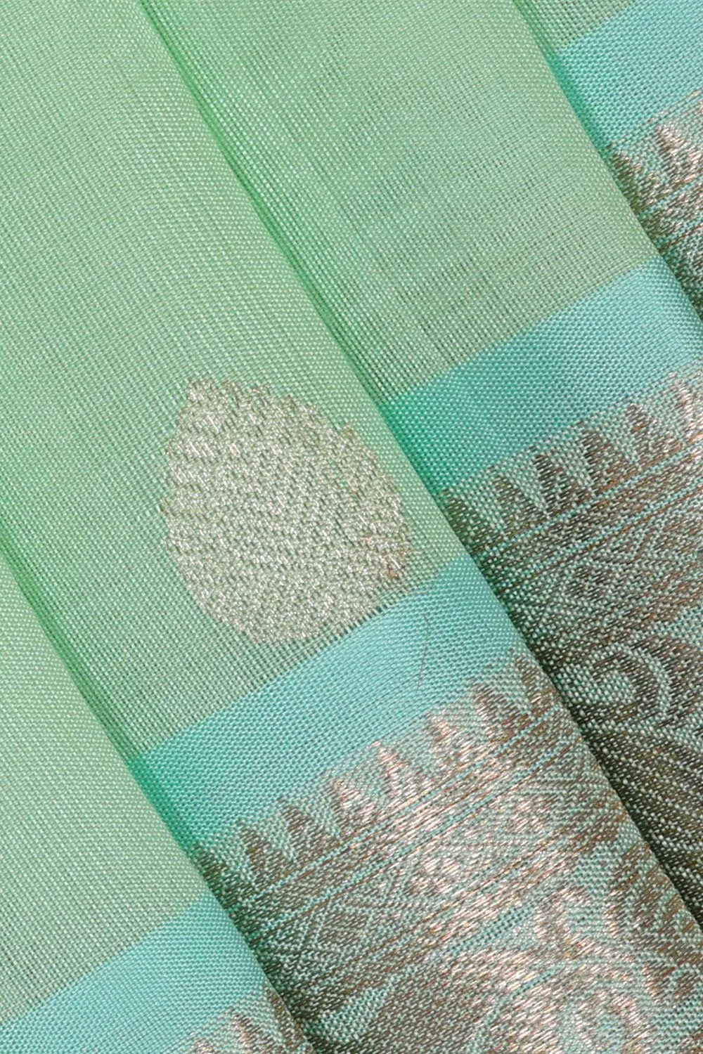 Kanchi Kora Light Mint Green Brocade Saree