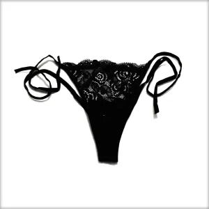 Lace Tie Black Bikini Panty