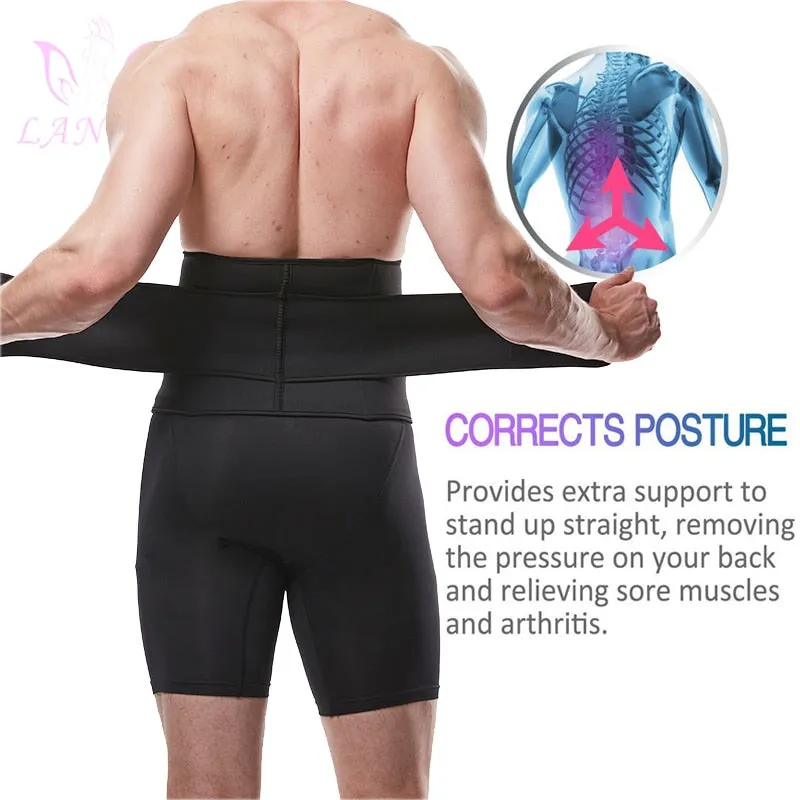 LANFEI Mens Thermo Neoprene Body Shaper Waist Trainer Belt Slimming Corset Waist Support Sweat Cinchers Underwear Modeling Strap