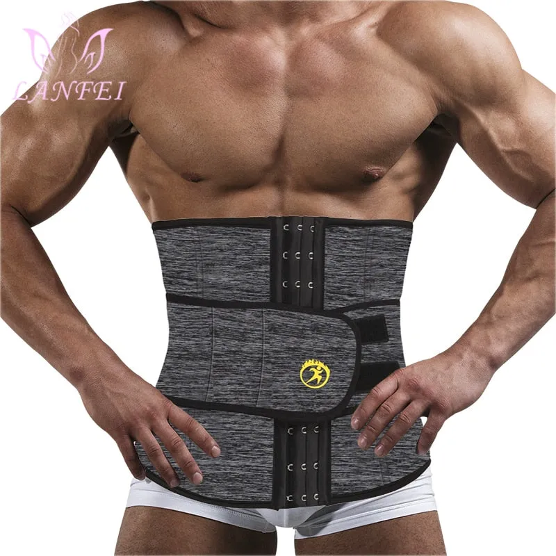 LANFEI Mens Thermo Neoprene Body Shaper Waist Trainer Belt Slimming Corset Waist Support Sweat Cinchers Underwear Modeling Strap