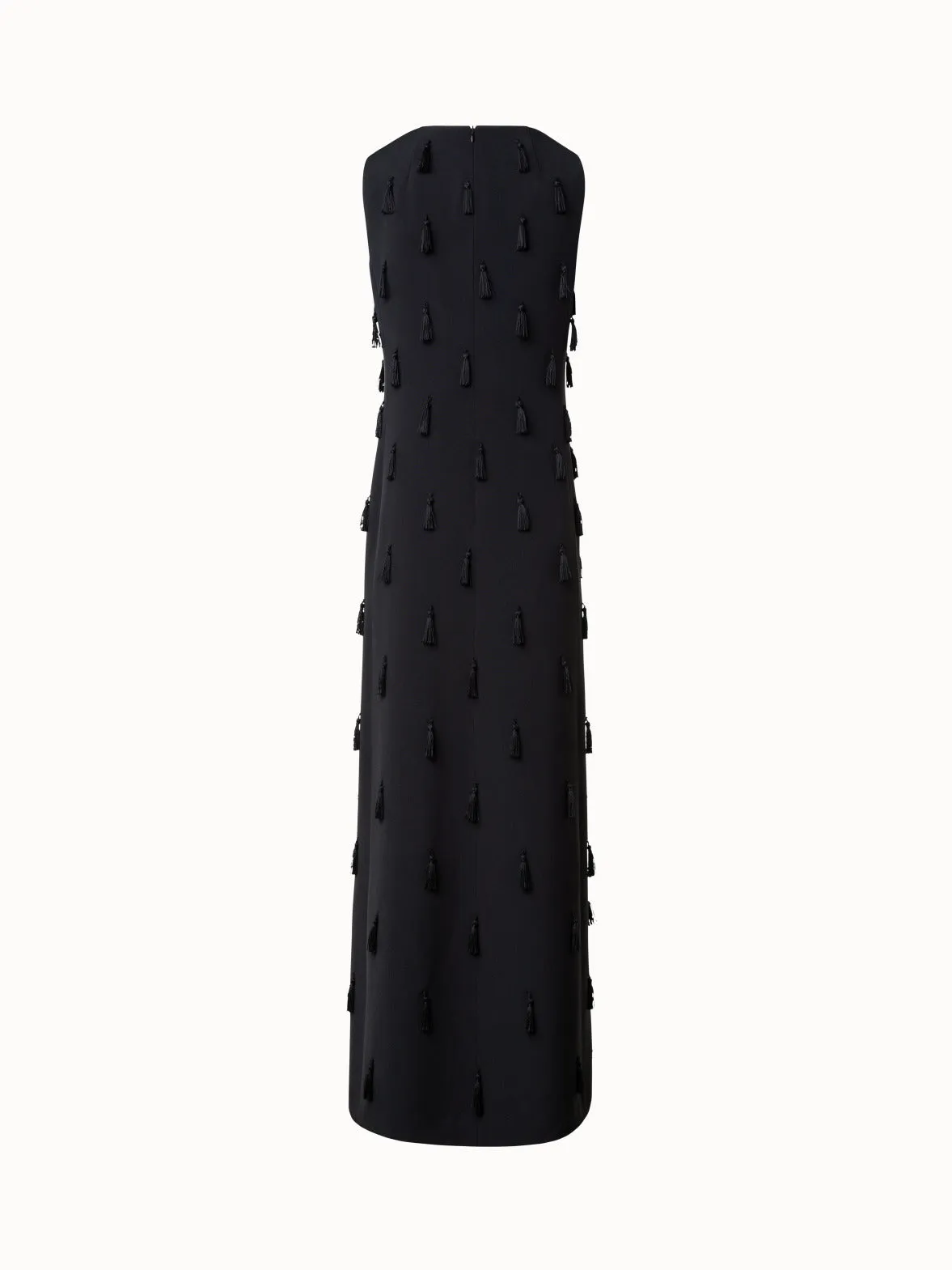 Long Silk Evening Dress with Tassels