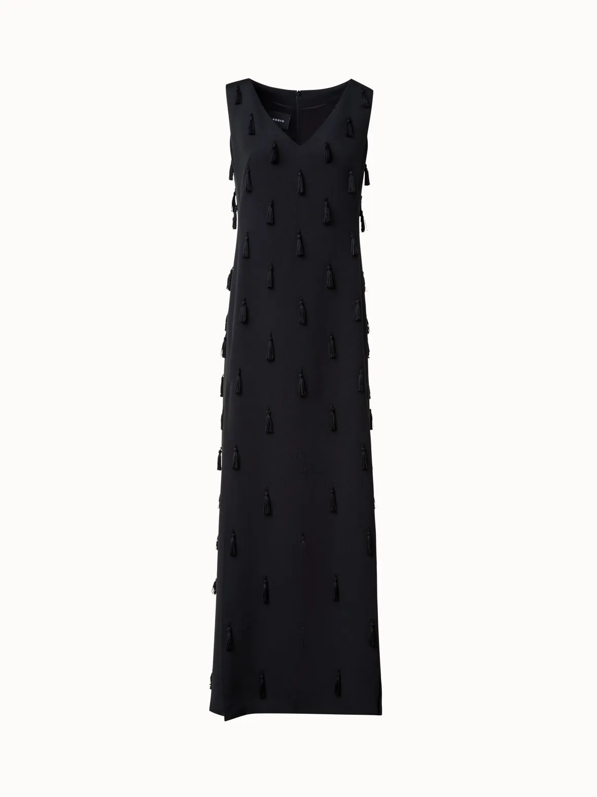 Long Silk Evening Dress with Tassels