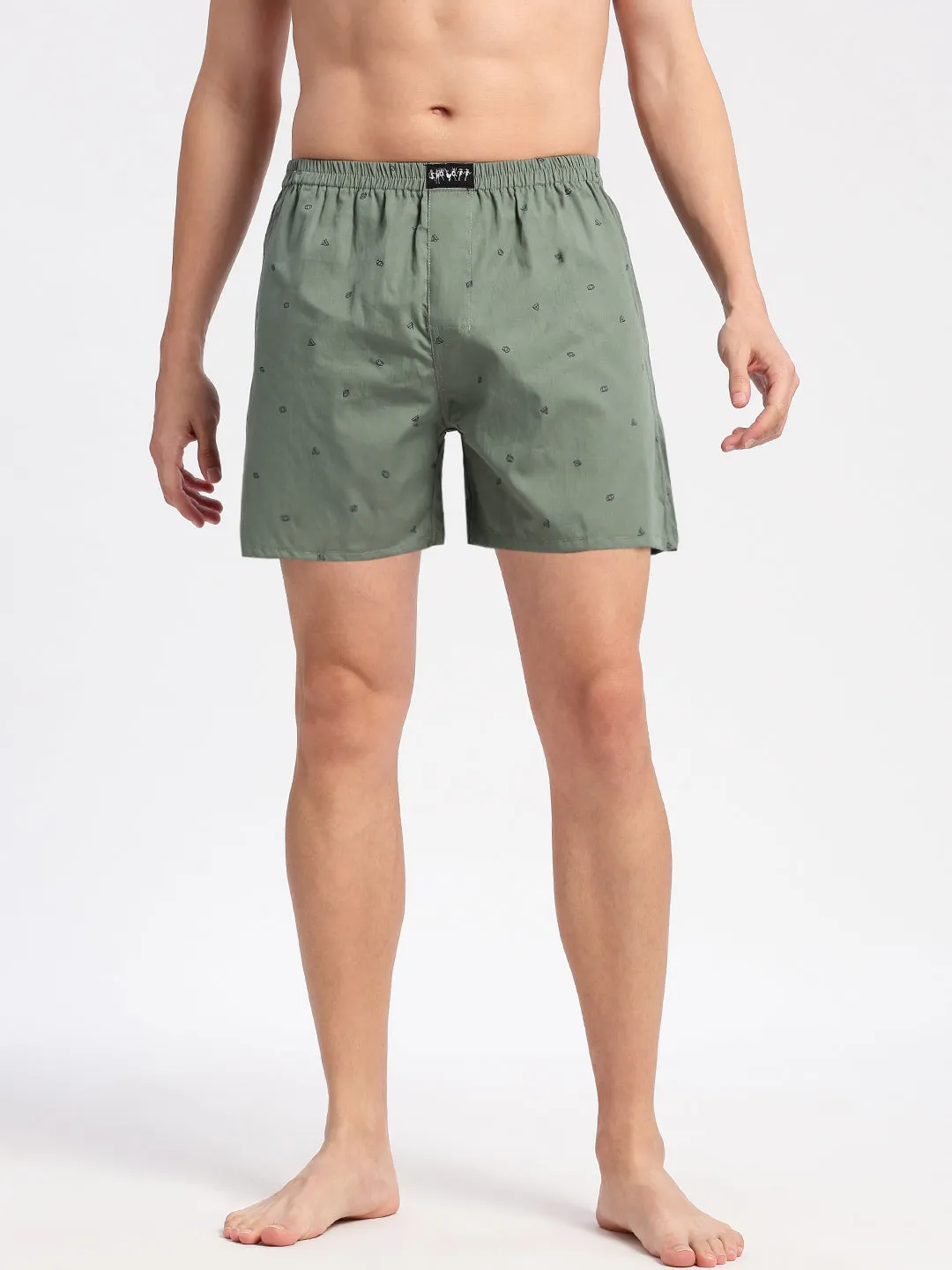 Men Printed Green Boxer