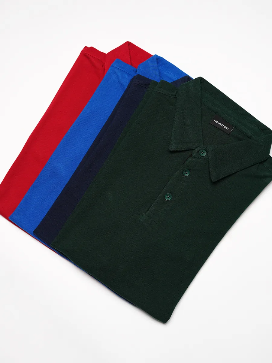 Monkstory Bamboo Cotton Polo Tee - Cobalt Blue
