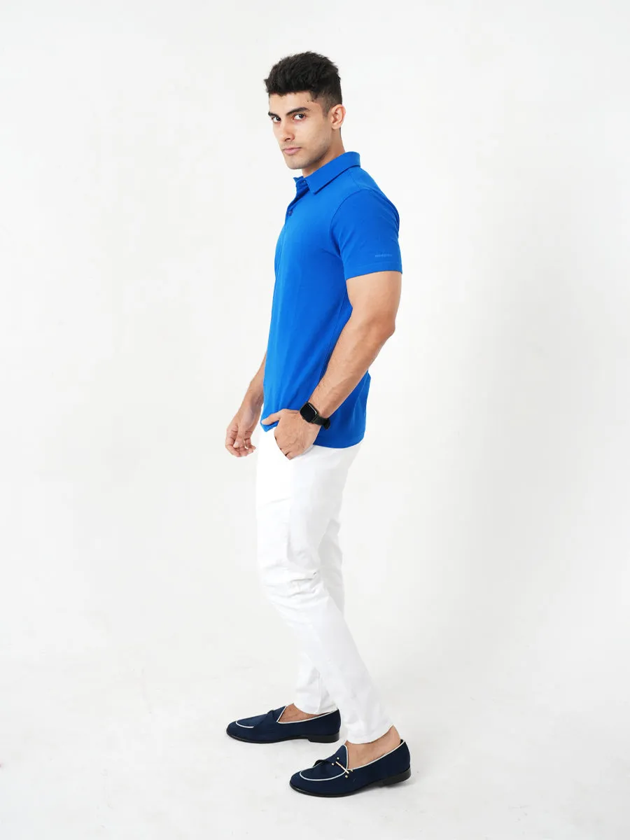 Monkstory Bamboo Cotton Polo Tee - Cobalt Blue