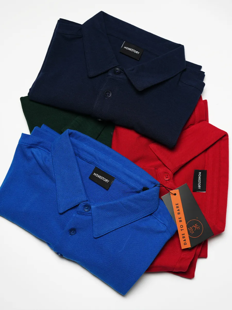 Monkstory Bamboo Cotton Polo Tee - Cobalt Blue
