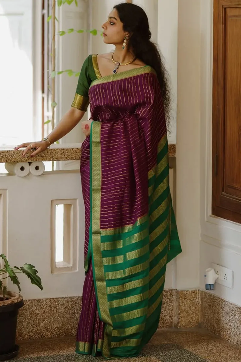 Propinquity Purple Soft Silk Saree With Exuberant Blouse Piece