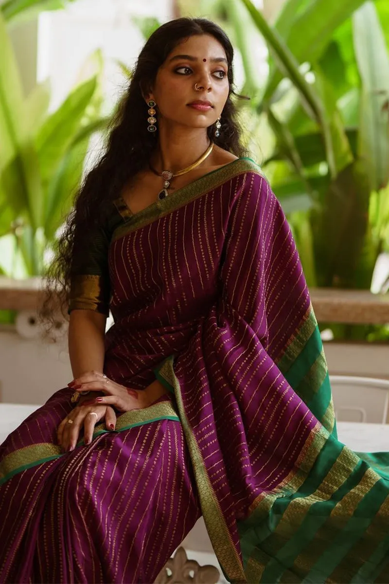 Propinquity Purple Soft Silk Saree With Exuberant Blouse Piece