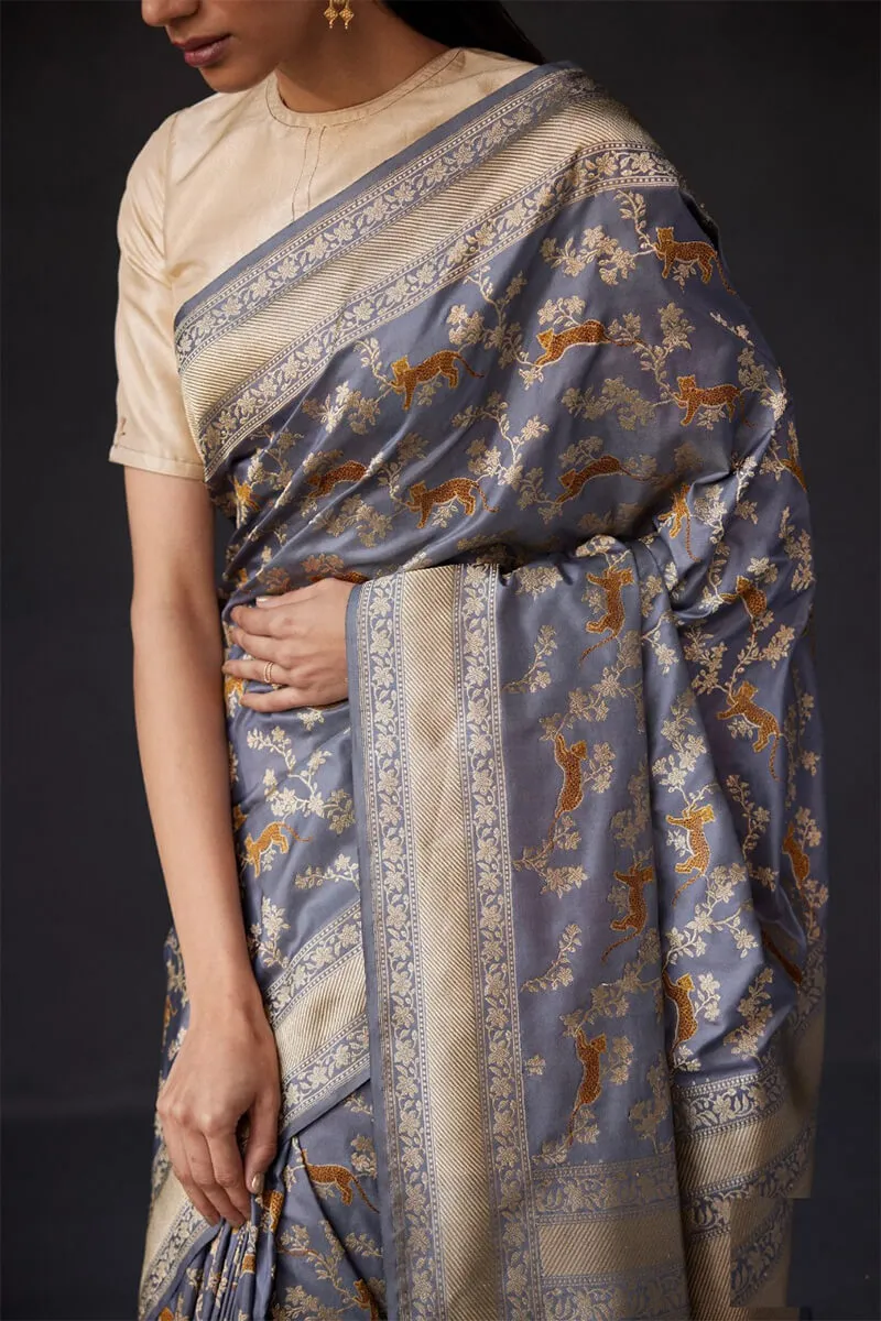Quintessential Grey Soft Silk Saree With Ephemeral Blouse Piece