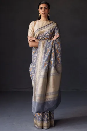 Quintessential Grey Soft Silk Saree With Ephemeral Blouse Piece