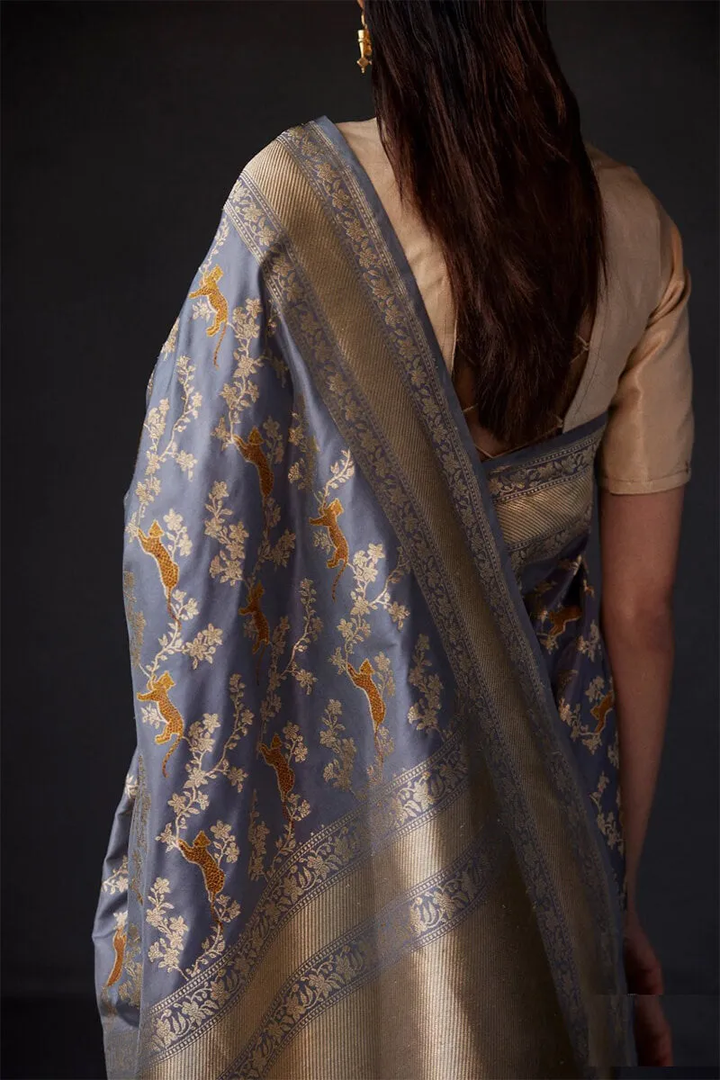 Quintessential Grey Soft Silk Saree With Ephemeral Blouse Piece