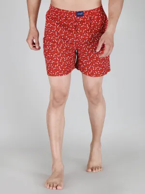 Red Bone Printed Pure Cotton Men Boxers