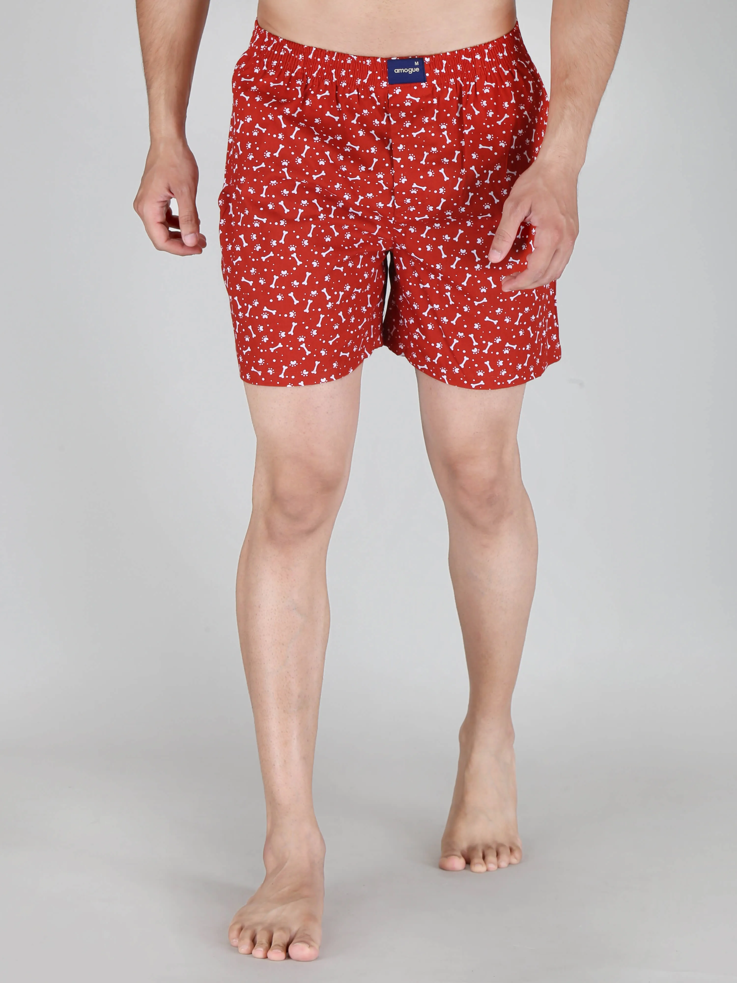Red Bone Printed Pure Cotton Men Boxers