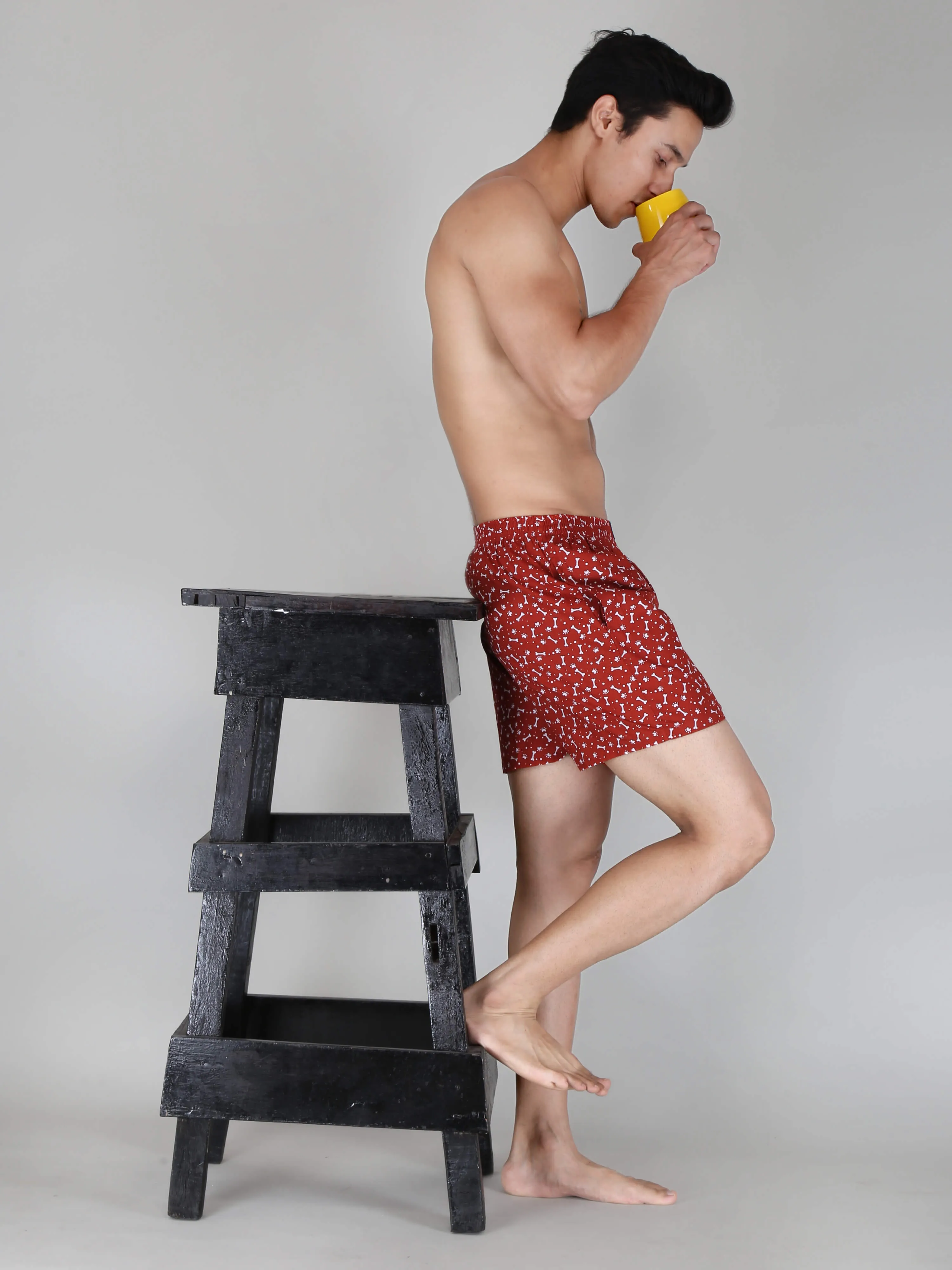 Red Bone Printed Pure Cotton Men Boxers