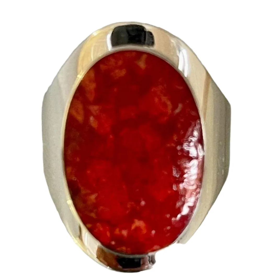 Red Coral Earth Stone Ring