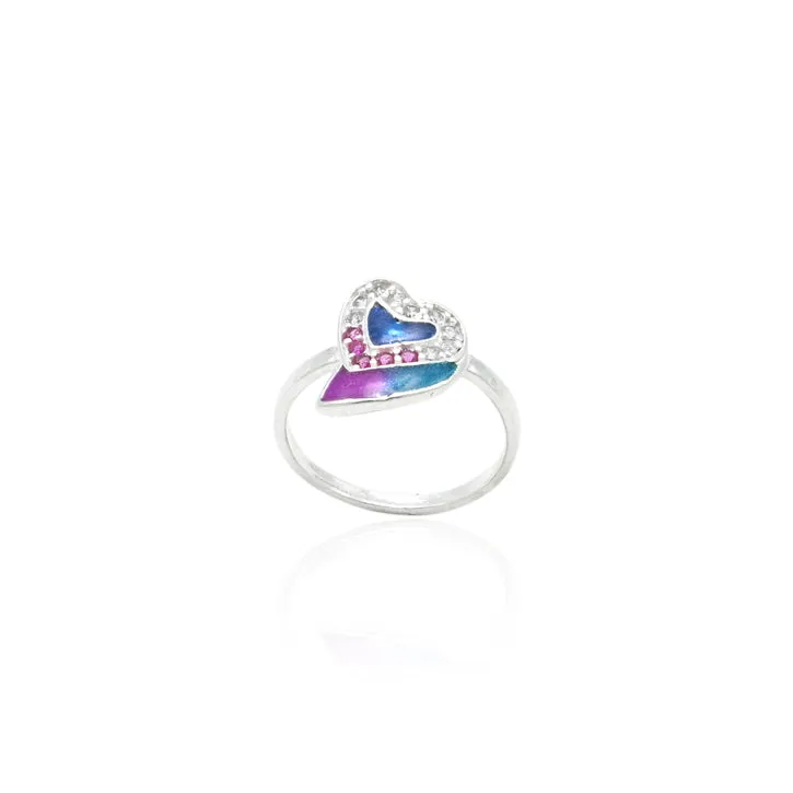 Silver Glamorous Forever Of Blue Heart Ring