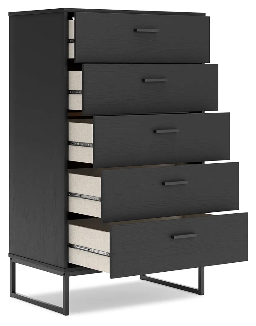 Socalle Full Platform Bed with Dresser and Nightstand in Black