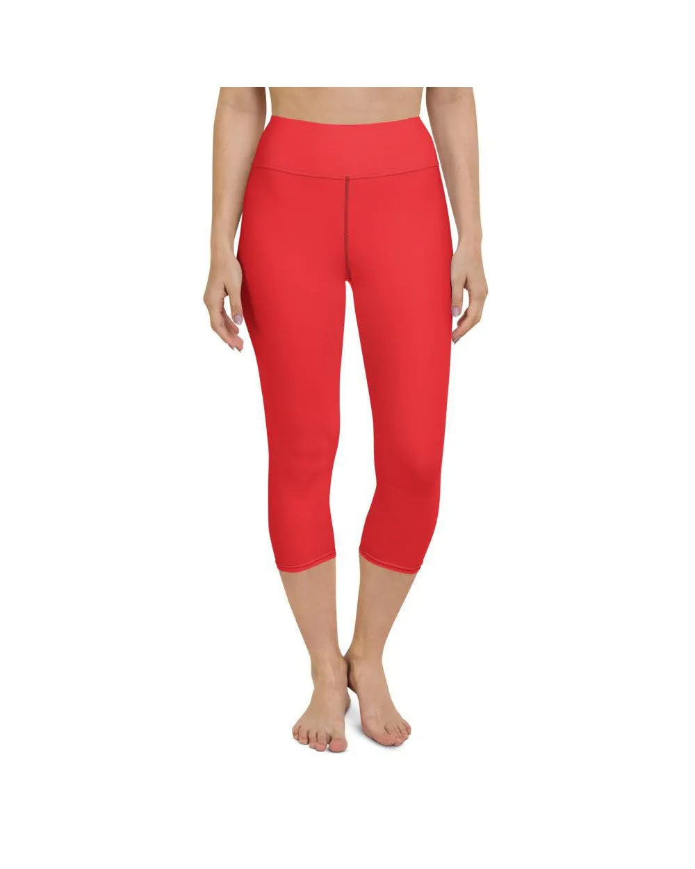 Solid Hot Red Yoga Capris