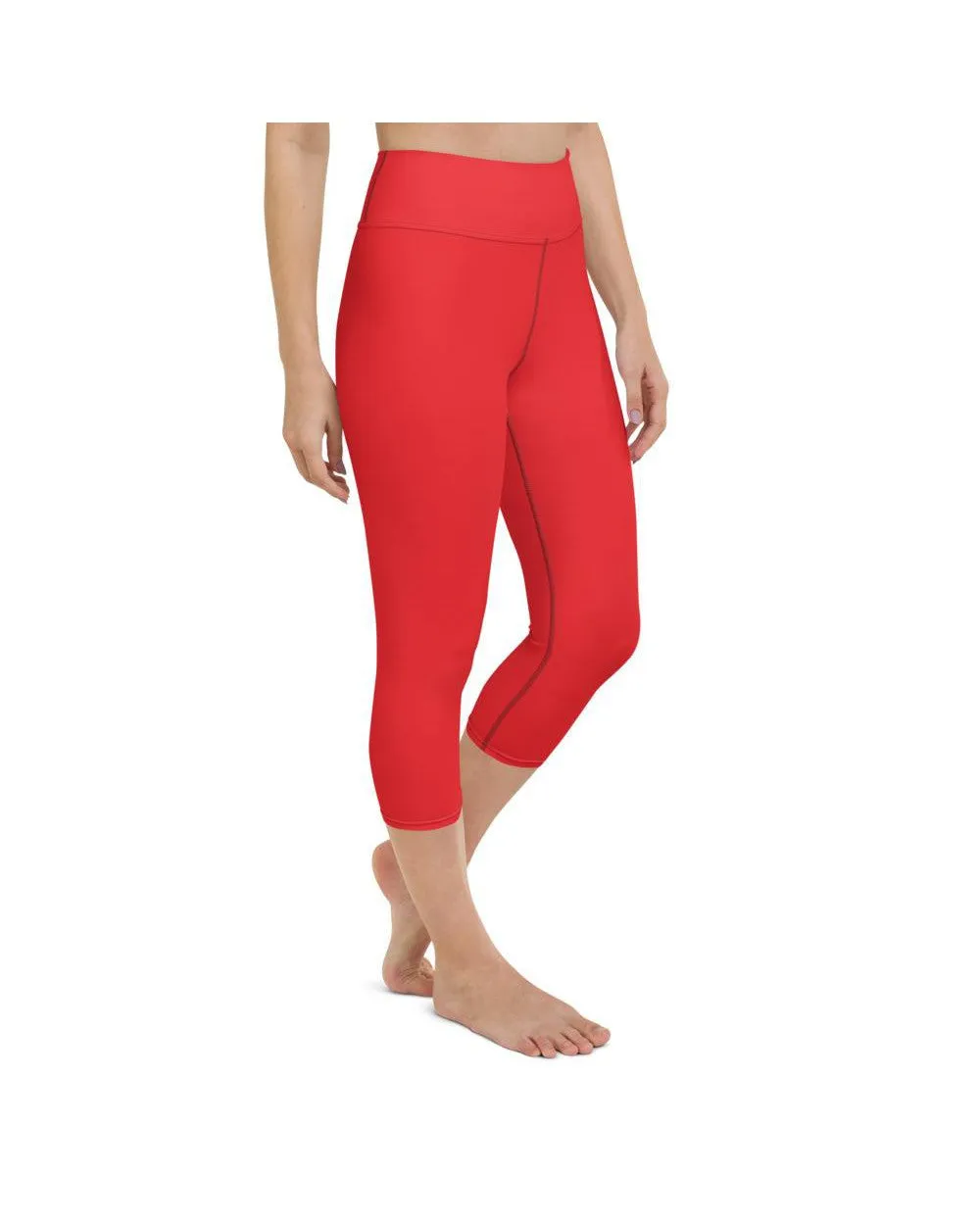 Solid Hot Red Yoga Capris