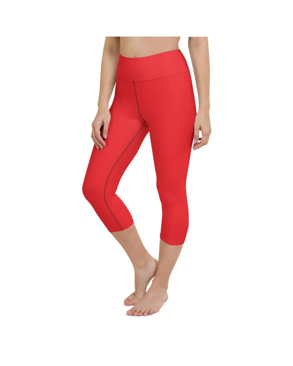 Solid Hot Red Yoga Capris