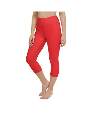 Solid Hot Red Yoga Capris