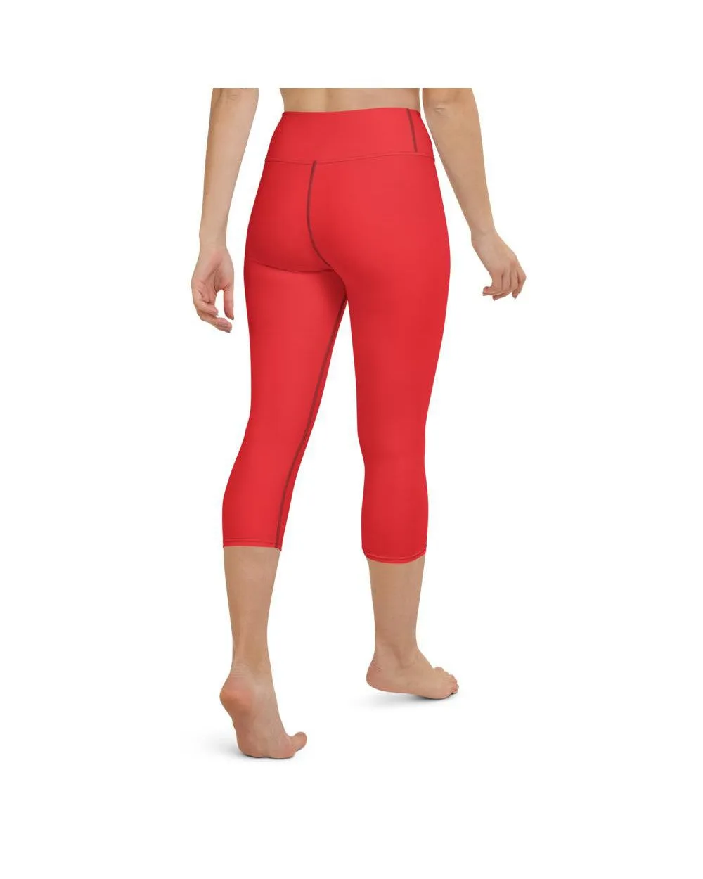 Solid Hot Red Yoga Capris