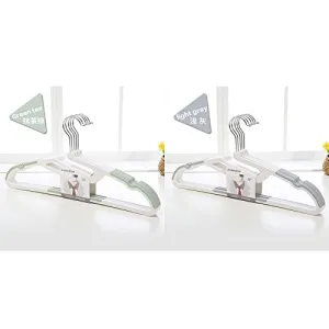 U-emember Clothes Rack Home Coat Hanger Non-Marking, Non-Slip Plastic Coat Holding Student Hostels Of Clothes Against The Admission Of Hanging Clothes Hangers, 1-20 [Matcha Green   Light Gray-