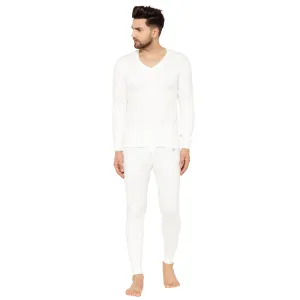 Vimal Jonney White Thermal Top - Bottom Set For Men's