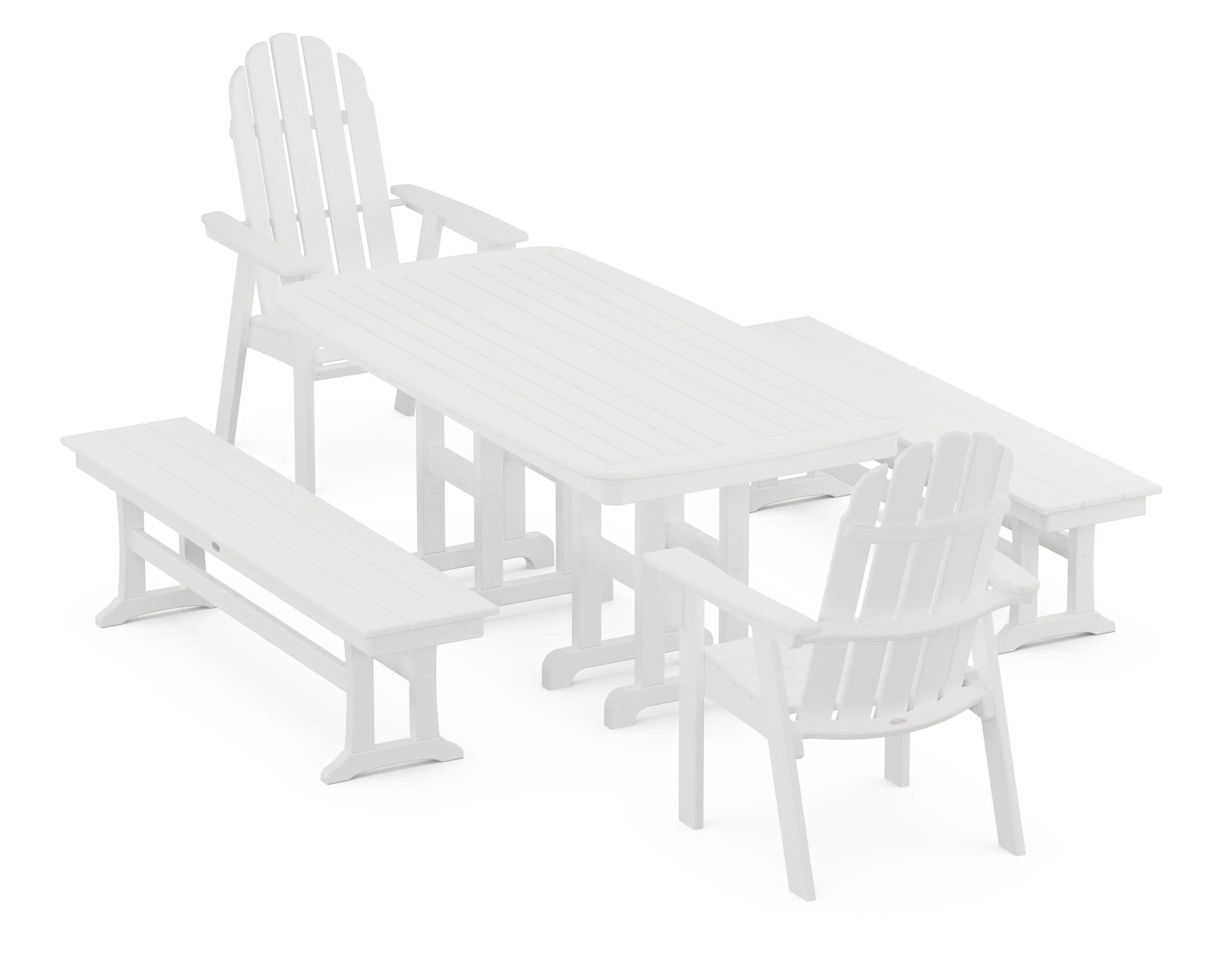 Vineyard Adirondack 5-Piece Dining Set with Benches