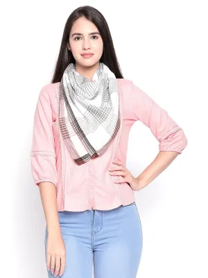 Women Grey & White Checked Scarf