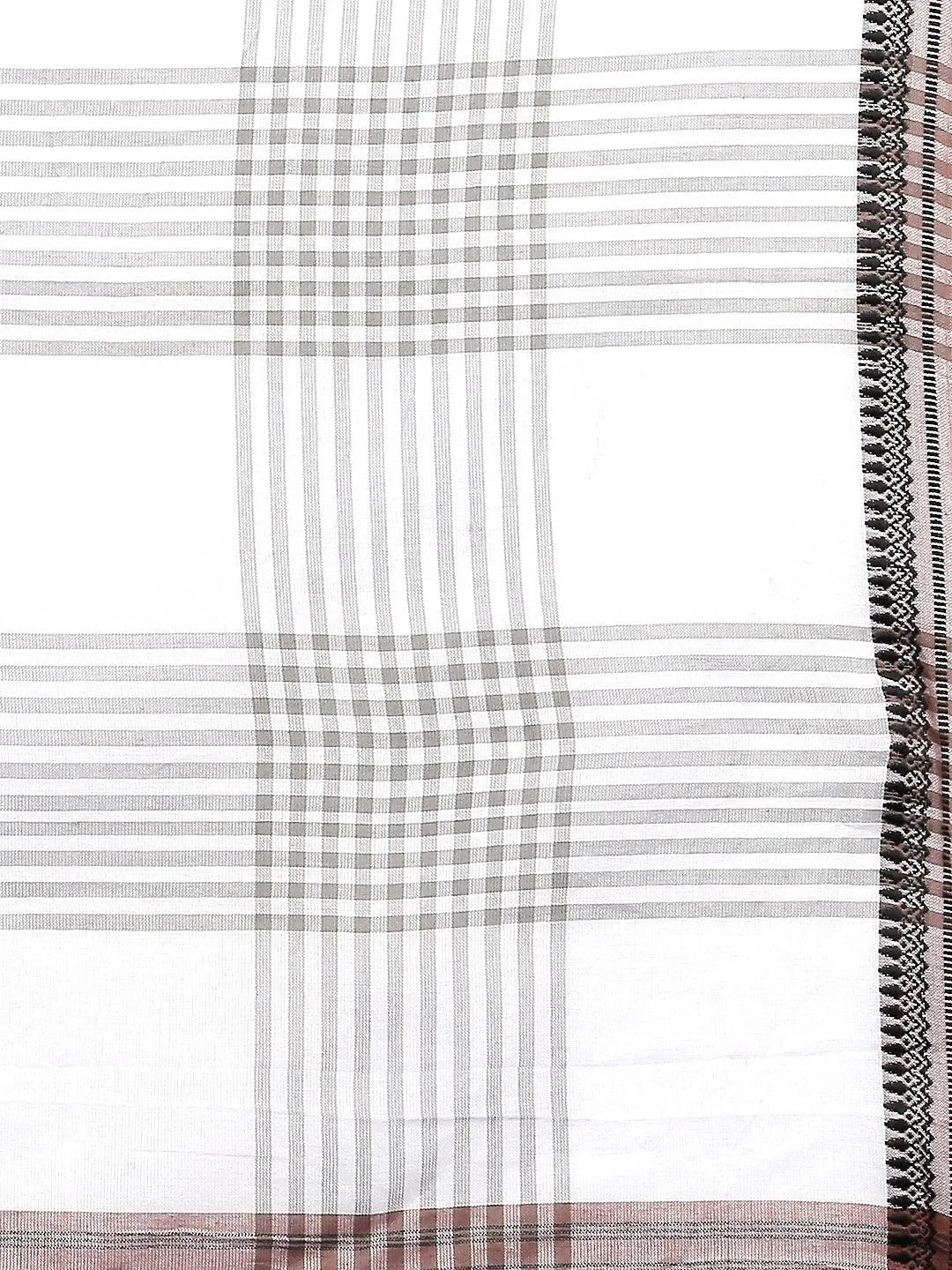 Women Grey & White Checked Scarf