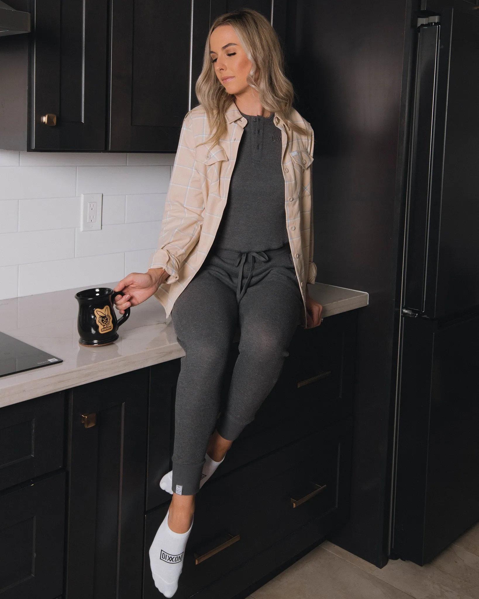 Women's Waffle Knit Crop Tank - Dark Gray
