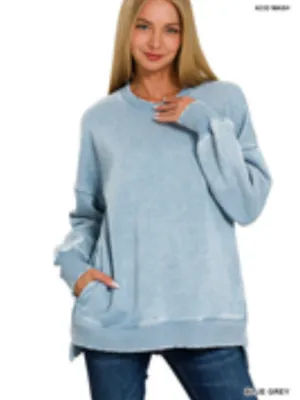 Zenana Blue Grey Sweatshirt